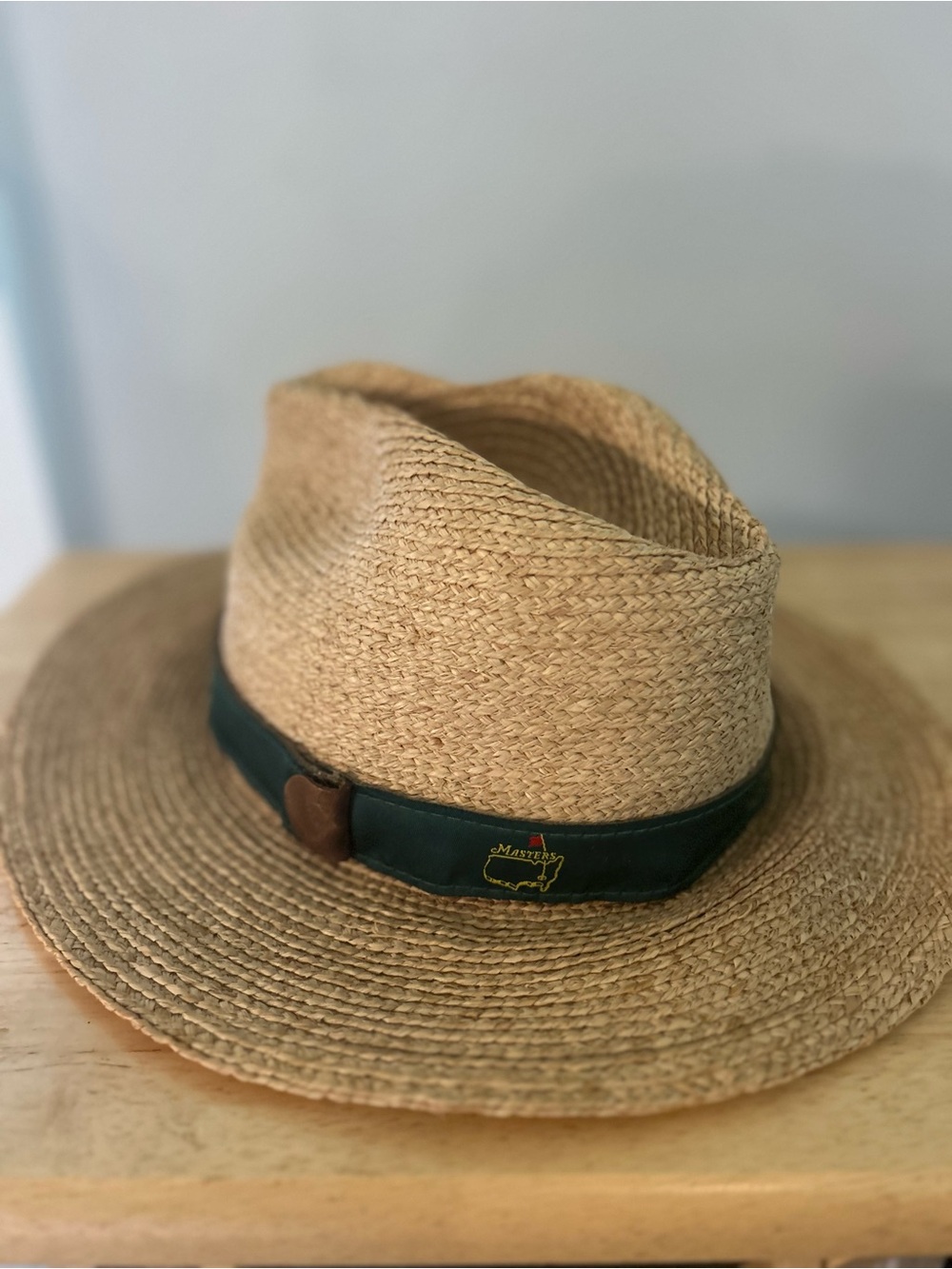 Unisex Straw Golf Hat Masters Augusta Dark Green Band